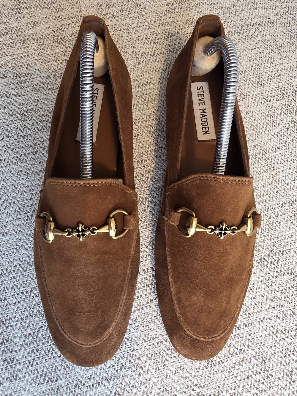 Steve Madden Brown Suede Loafers with Gold Hardware - Picture 2 of 5